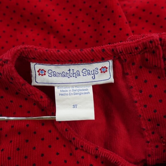 Samantha Says Corduroy Dress Girls 3T Red Scottie Dog Embroidered Bow - Picture 8 of 13